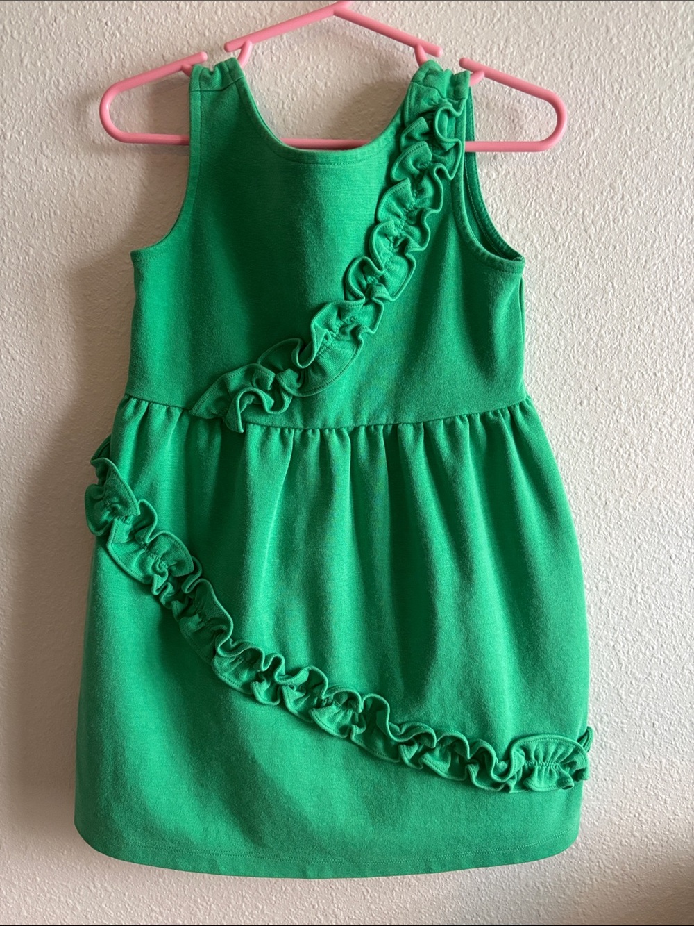 Toddler Girl’s Janie and Jack Emerald Green Ruffle Dress, 3
